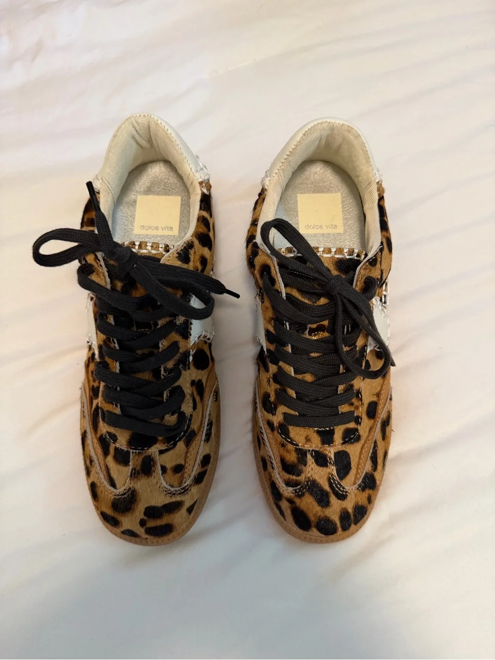 Dolce Vita Leopard Print Pony Hair Sneakers with Cream Accent